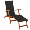 vidaXL Chaise de terrasse avec repose-pied et coussin Acacia solide
