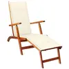vidaXL Chaise de terrasse avec repose-pied et coussin Acacia solide