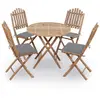 vidaXL Mobilier à dîner d'extérieur pliable 5 pcs avec coussins Bambou