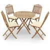 vidaXL Mobilier à dîner d'extérieur pliable 5 pcs avec coussins Bambou