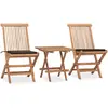 vidaXL Mobilier à dîner d'extérieur pliable avec coussin 3 pcs Teck