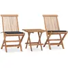 vidaXL Mobilier à dîner d'extérieur pliable avec coussin 3 pcs Teck
