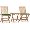vidaXL Mobilier à dîner d'extérieur pliable avec coussin 3 pcs Teck