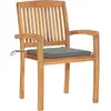 vidaXL Chaises de jardin 2 pcs avec coussins gris Bois de teck massif
