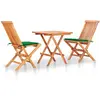 vidaXL Ensemble de bistro 3 pcs avec coussins vert Bois de teck massif