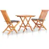 vidaXL Ensemble de bistro 3 pcs avec coussins gris Bois de teck massif