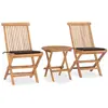 vidaXL Mobilier à dîner d'extérieur pliable avec coussin 3 pcs Teck