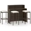 vidaXL Ensemble de bar de jardin avec coussins 4 pcs Marron