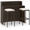 vidaXL Ensemble de bar de jardin avec coussins 3 pcs Marron