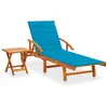 vidaXL Chaise longue de jardin avec table et coussin Bois d'acacia