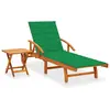 vidaXL Chaise longue de jardin avec table et coussin Bois d'acacia