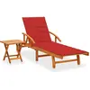 vidaXL Chaise longue de jardin avec table et coussin Bois d'acacia