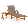 vidaXL Chaise longue de jardin avec table et coussin Bois d'acacia