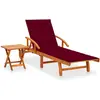vidaXL Chaise longue de jardin avec table et coussin Bois d'acacia
