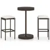 vidaXL - 3-delige - Tuinbarset - met - kussens - poly - rattan - bruin