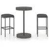 vidaXL Ensemble de bar de jardin 3 pcs et coussins Résine tressée Gris