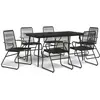 vidaXL Ensemble à manger de jardin 7 pcs Noir Rotin PVC