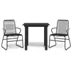 vidaXL Ensemble à manger de jardin 3 pcs noir rotin PVC
