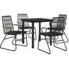 vidaXL Ensemble à manger de jardin 5 pcs Noir Rotin PVC