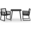vidaXL Ensemble à dîner d'extérieur 3 pcs Rotin PVC Noir