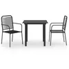 vidaXL Mobilier à dîner d'extérieur 3 pcs Noir Verre et acier