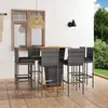 vidaXL Ensemble de bar de jardin 9 pcs et coussins Résine tressée Gris