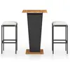 vidaXL Ensemble de bar de jardin 3 pcs et coussins Résine tressée Noir