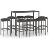 vidaXL Ensemble de bar de jardin 9 pcs et coussins Résine tressée Gris