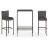 vidaXL Ensemble de bar de jardin 3 pcs et coussins Résine tressée Gris