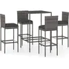 vidaXL Ensemble de bar de jardin 5 pcs et coussins Résine tressée Gris