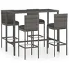 vidaXL Ensemble de bar de jardin 5 pcs et coussins Résine tressée Gris
