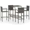 vidaXL Ensemble de bar de jardin 5 pcs Résine tressée Gris