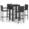 vidaXL Jeu de bar de jardin 5 pcs avec accoudoirs Résine tressée Noir