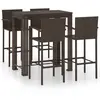 vidaXL Ensemble de bar d'extérieur 5 pcs accoudoir Poly rotin Marron