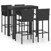 vidaXL Jeu de bar de jardin 5 pcs avec accoudoirs Résine tressée Noir