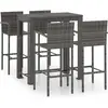 vidaXL Ensemble de bar d'extérieur 5 pcs accoudoir Résine tressée Gris