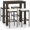 vidaXL Meuble de bar de jardin 5 pcs et coussins Résine tressée Marron