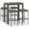 vidaXL Ensemble de bar de jardin 5 pcs et coussins Résine tressée Gris