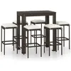 vidaXL - 7-delige - Tuinbarset - met - kussens - poly - rattan - bruin
