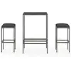 vidaXL Ensemble de bar de jardin 3 pcs et coussins Résine tressée Gris
