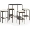 vidaXL - 5-delige - Tuinbarset - met - kussens - poly - rattan - bruin