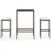 vidaXL - 3-delige - Tuinbarset - met - kussens - poly - rattan - bruin