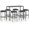 vidaXL Ensemble de bar de jardin 7 pcs et coussins Résine tressée Gris