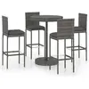 vidaXL Ensemble de bar de jardin 5 pcs et coussins Résine tressée Gris