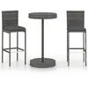 vidaXL Ensemble de bar de jardin 3 pcs et coussins Résine tressée Gris