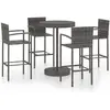 vidaXL Ensemble de bar de jardin 5 pcs Résine tressée Gris