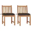 Chaises de jardin 2 pcs avec coussins Bois de teck massif Vidaxl Taupe
