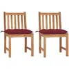 vidaXL Chaises de jardin 2 pcs avec coussins Bois de teck massif