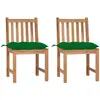 vidaXL Chaises de jardin 2 pcs avec coussins Bois de teck massif