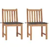 vidaXL Chaises de jardin 2 pcs avec coussins Bois de teck massif